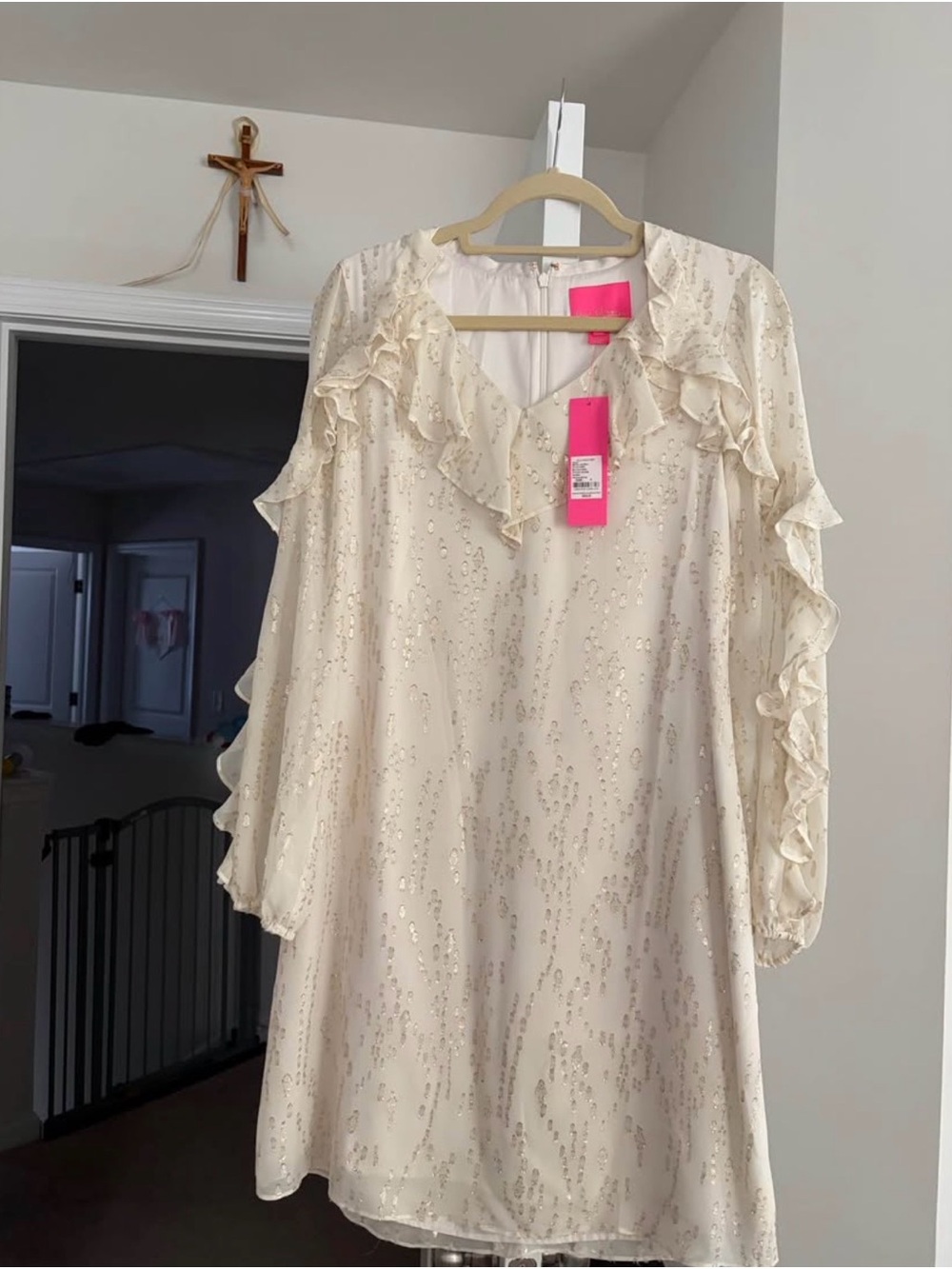 Lilly Pulitzer Ivory Dress with Gold Sequin Accents